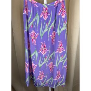 Vintage 90s Bob Mackie Wearable Art 100% Silk Skirt Purple Floral Print Size M